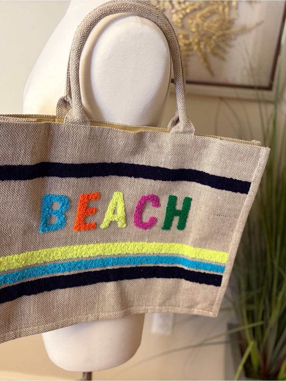 Shiraleah Yellow Lined Tote Bag